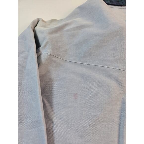 Panhandle Slim vintage chambray striped long sleeve button up XL 17.5 western ^ - Picture 5 of 10